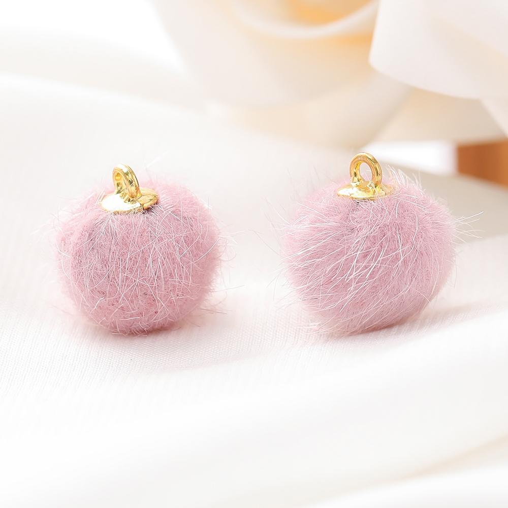 10pcs Plush Fur Covered Ball Beads Charms Pompom Beads Pendant for DIY Necklace Earring Bracelet Pendant Jewelry Making Supplies