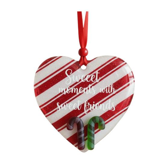 Friendship Christmas Ornaments Handmade Heart/Bell/Tree Shaped Sea Glass Ornament for Christmas Tree Friendship Keepsake for Best Friends