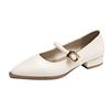 New Women's Low Heel Buckle Solid Color Fashionable Single Shoe 2024 Dress Paired with Pointed Casual Single Shoe for Women