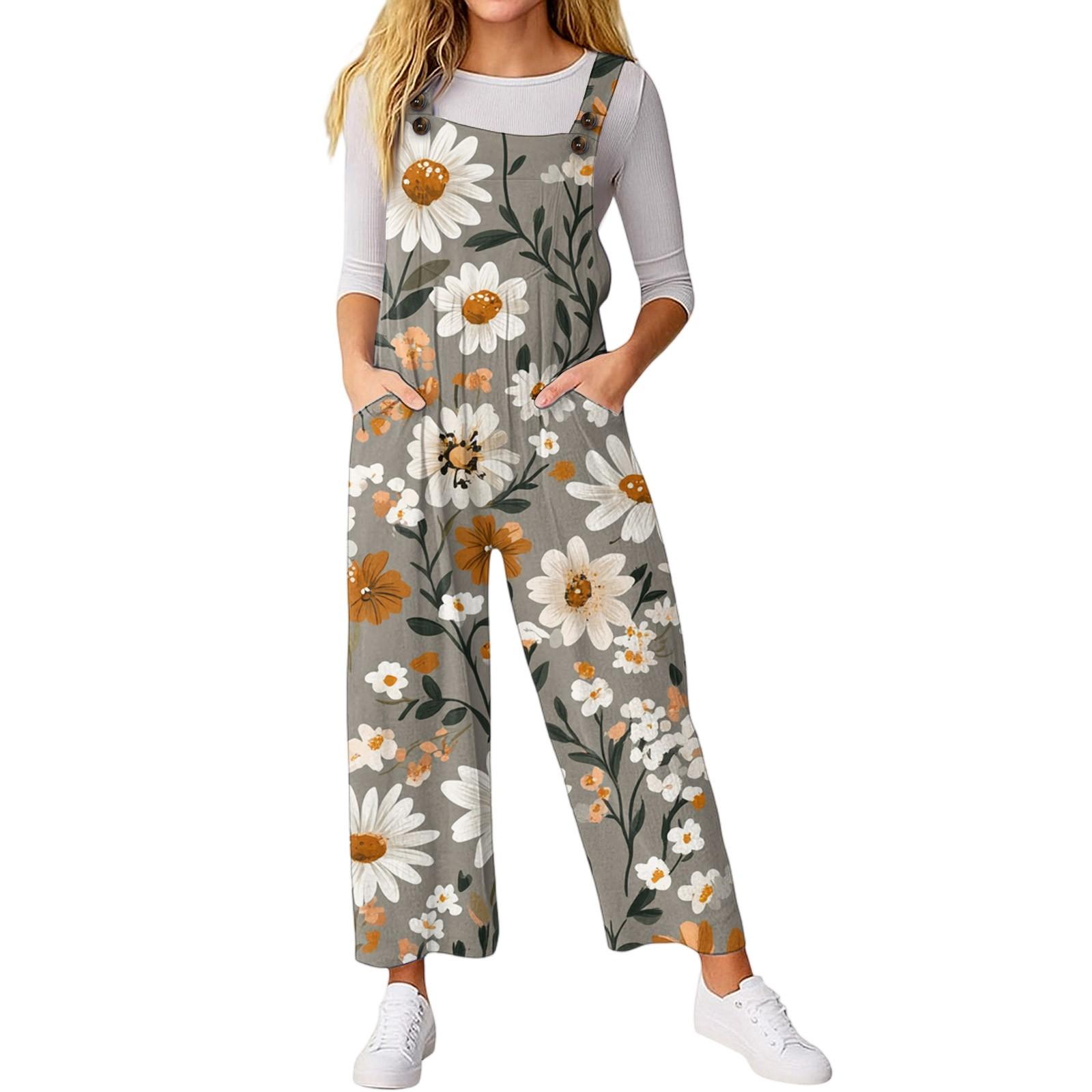 

Женский повседневный комбинезон без рукавов с принтом, модный и свободный комбинезон XXL хаки