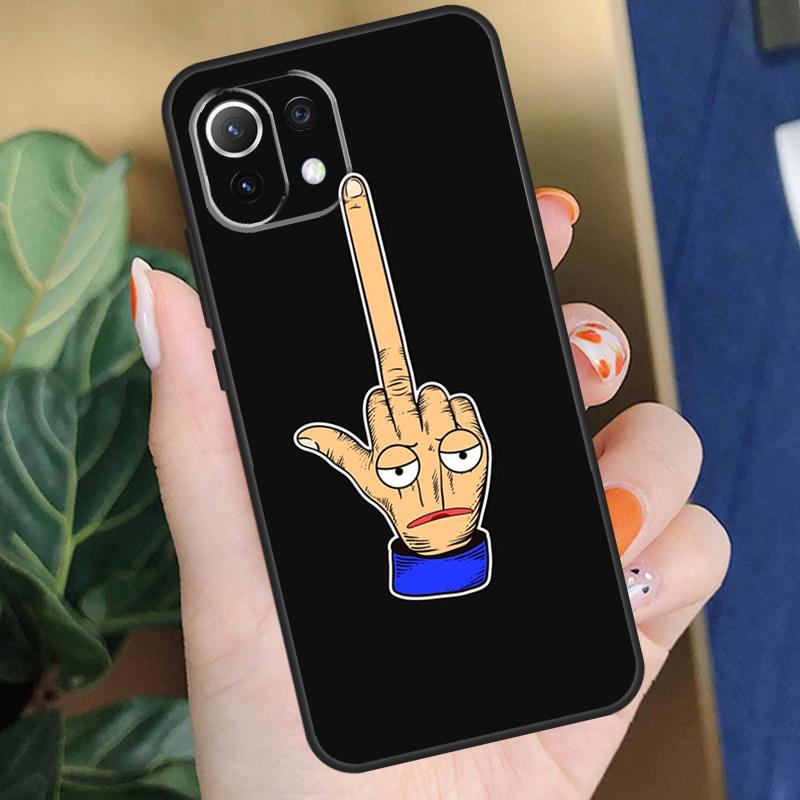 Cartoon Middle Finger Case For POCO F5 X3 X5 Pro F4 X4 F3 C65 M5s Cover For Xiaomi 13T 14 Pro 11T 12T 12 13 Lite