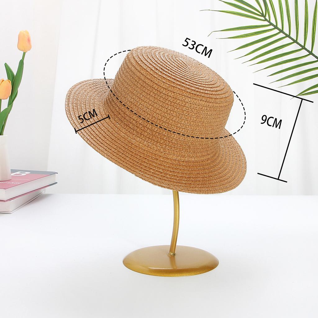 Chapeau Haut de Forme Plat pour Enfants 29cm Pare-Soleil Été Crème Solaire Chapeau de Paille Chapeau de Soleil d'Extérieur pour Filles