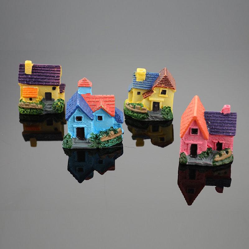 Artificial Mini Miniature Resin House Craft Ornament Small House Model Decor