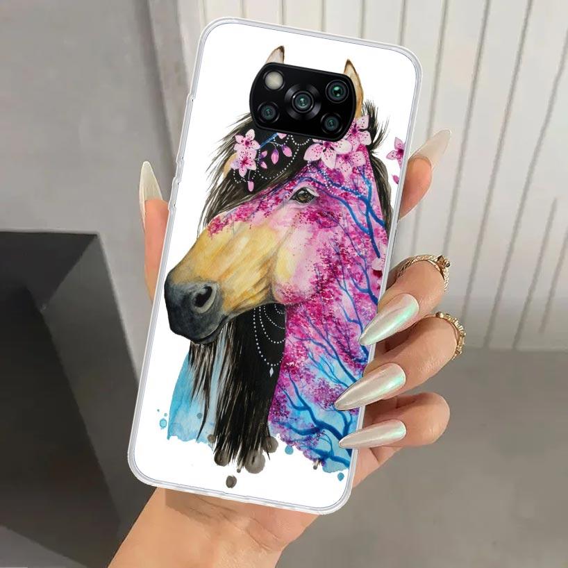 Animal Oil Painting Horse Phone Case for Xiaomi Poco X5 X6 X7 Pro F7 Ultra M7 Redmi 15 15C 13 13C 12 12C 10 10A 10C 9 9A 9C 9T S