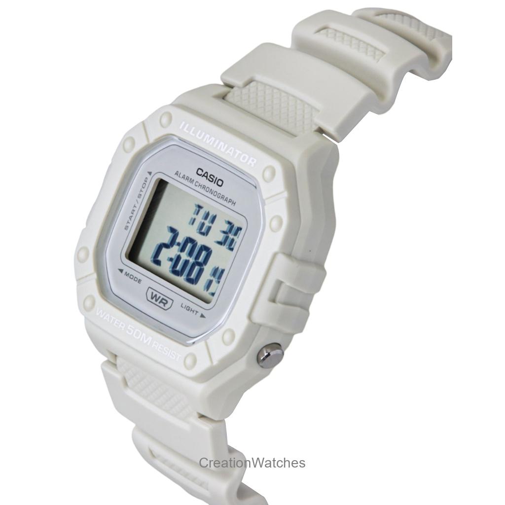 Casio Mládežnické digitální pryskyřičné řemínkové quartzové hodinky W-218HC-8AV unisex
