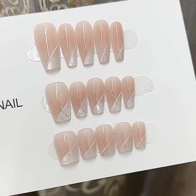 Pure Hand-made Phototherapy Wearable Nail Tablets Geometry. Reused Nail Art for Finished Nail Products