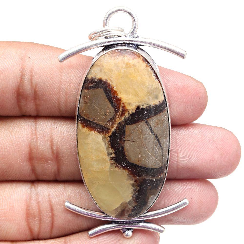 Pendant Septarian Jasper Gemstone Gift For Her Silver Jewelry 2.75"