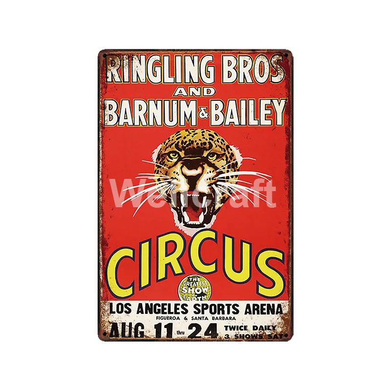 [ WellCraft ] Circus Lion Elephant Tiger Clown Horse Metal Sign Vintage Painting Decor  LT-1899 Room Decoration