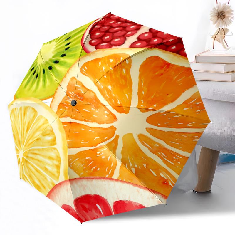 Fruit Print Automatic Umbrella Folding Umbrella with 8 Ribs Durable Plastic & Iron All-Season Travel Fashion Lovers