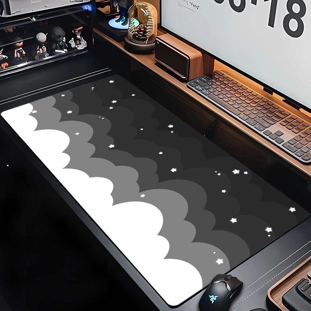 Large Size Pink Mousepad Pastel Clouds Desk Mat Kawaii Cartoon Mouse Pad Rubber Table Mat Extended Gaming Lock Edge Keyboard Mat