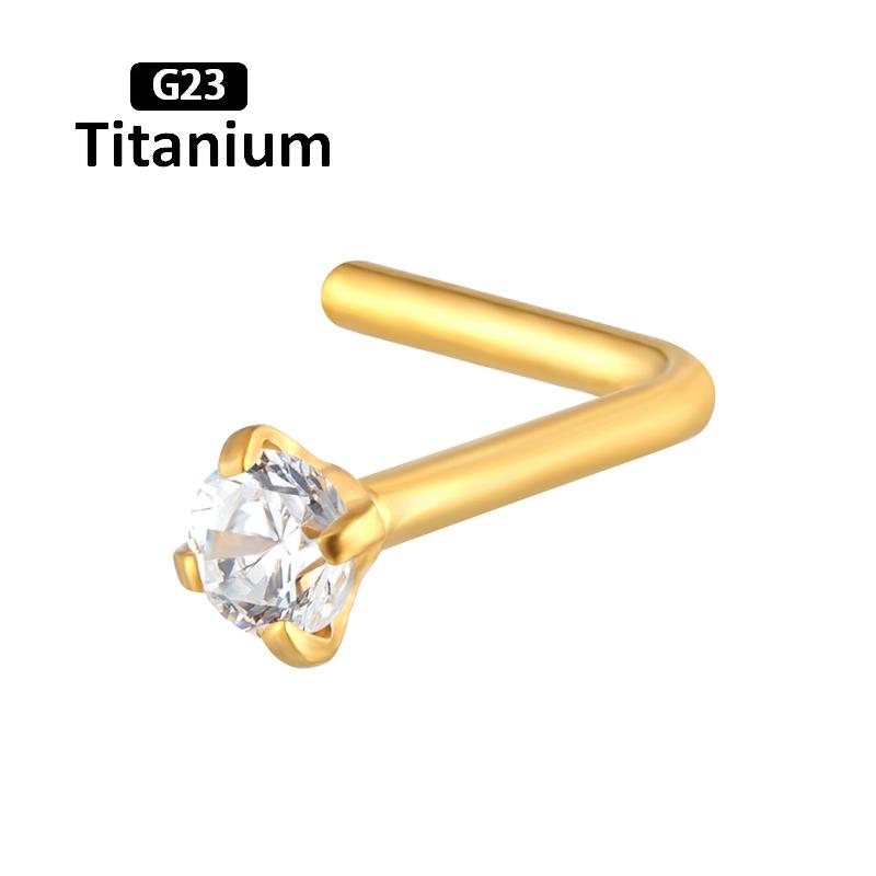 1PC 20G Nose Stud Multi Styles G23 Titanium 2mm Zircon 6.5mm Hook Bar Pin Ear Stud Earring Nose Lip Piercing Body Jewelry Labret