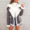 Yousheng Faux Suede Jacket for Women Casual Lapel Thick Sherpa Lined Coat Winter Fuzzy Fleece Trench Coat with Pockets