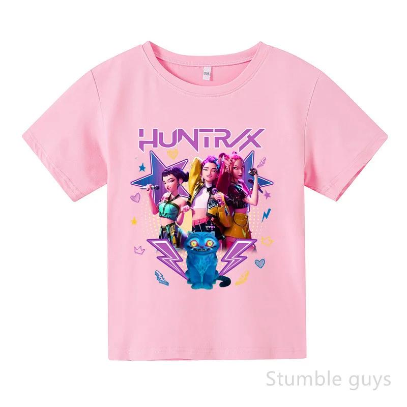 Kids Summer KPop Demon Hunters T-shirt Huntrix Anime Tshirt Boys Clothes Girls