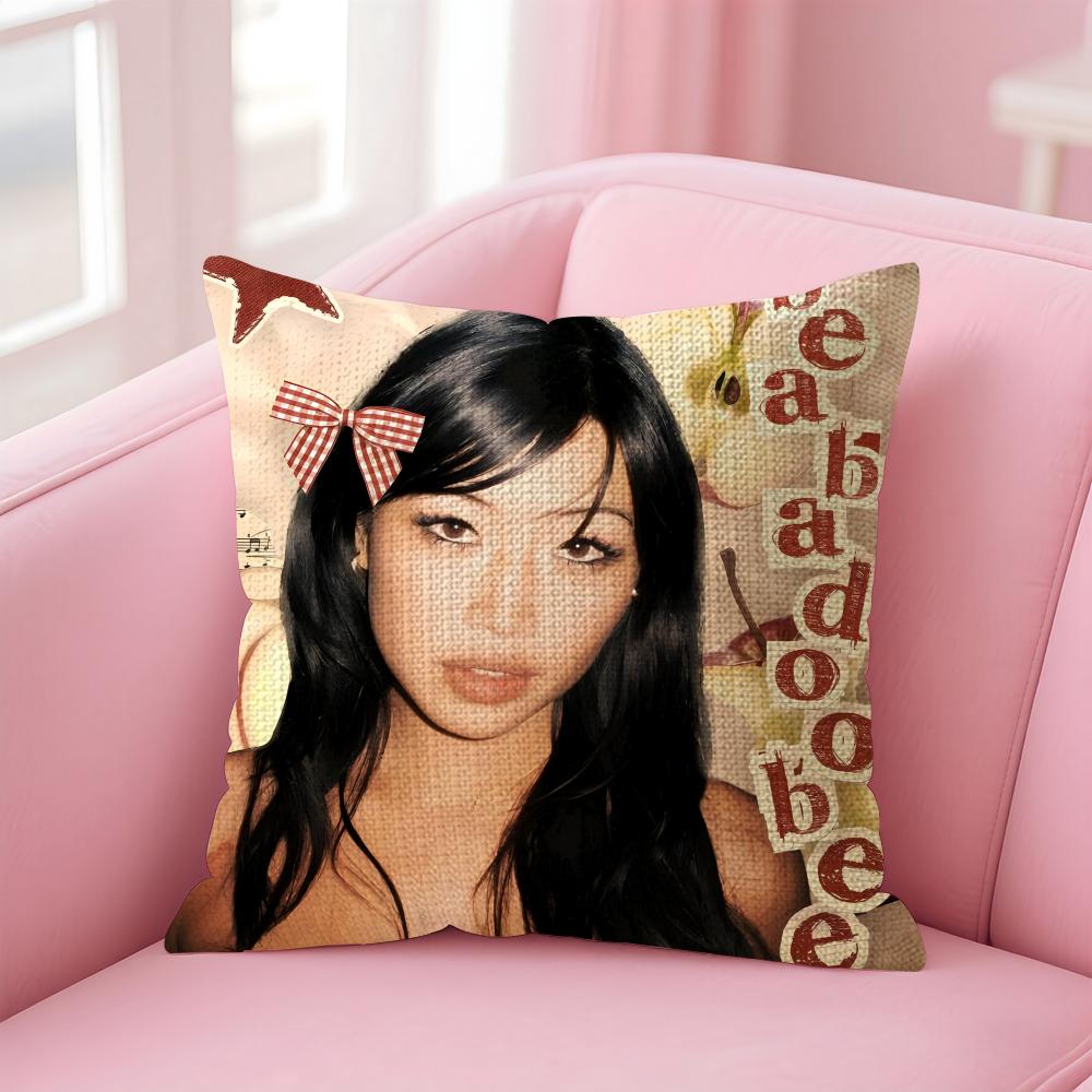 BBeabadoobee Singer Cushion Cover Natural Linen Pillow Case DoubleSided Print Decorative Sofa Pillowcase Home Decor Gift