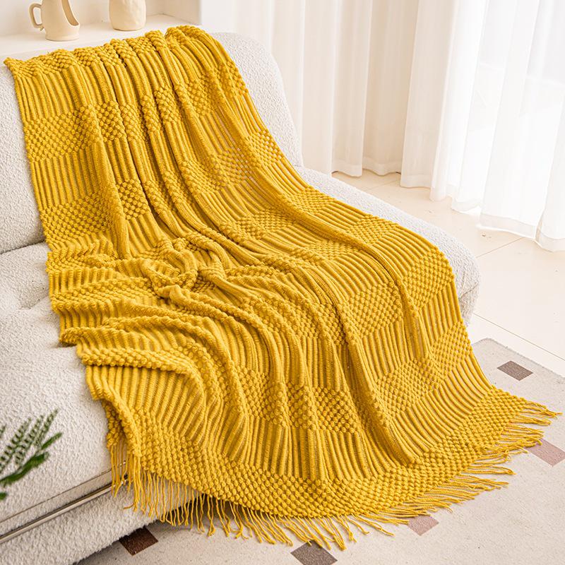 Light Luxury Solid Color Sofa Blanket - Air Conditioning, Decorative, Office Nap, Homestay, Autumn/Winter Use