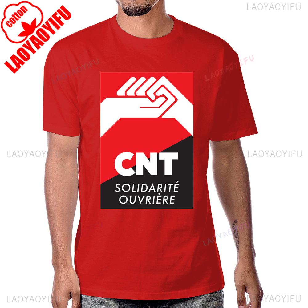 CNT Solidarite Ouvriere Tričko s krátkým rukávem Bavlněné Letní Styl Pánské Tričko Streetwear Hipster Dámské Tričko