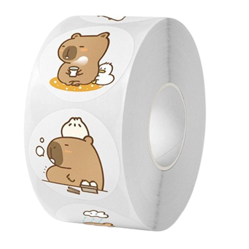 Round Sticker Animal Sticker Labels Decorative Sticker Capybara Reward Sticker Scrapbook Sticker Motivational Sticker