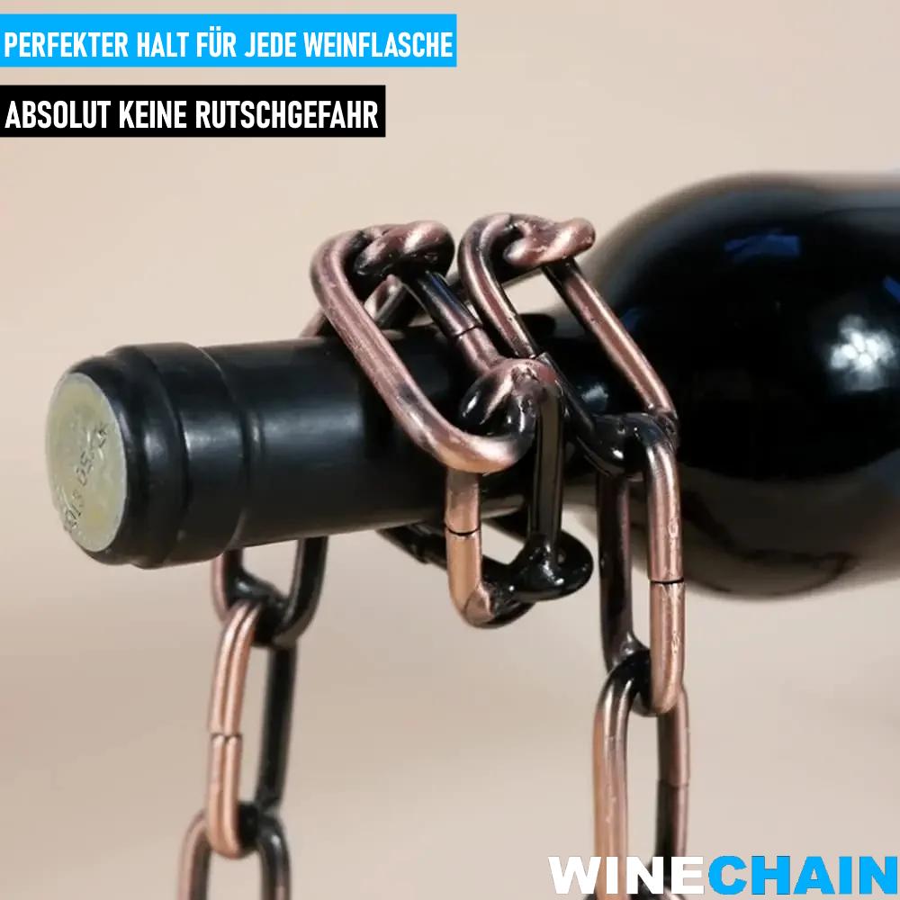 WINECHAIN Flaschenhalter Weinständer Flaschenständer Kette Metall Wein Silber
