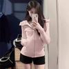 Damen 2024 Slim Fit Rosa Jacke und Pullover für Frühling und Frühherbst