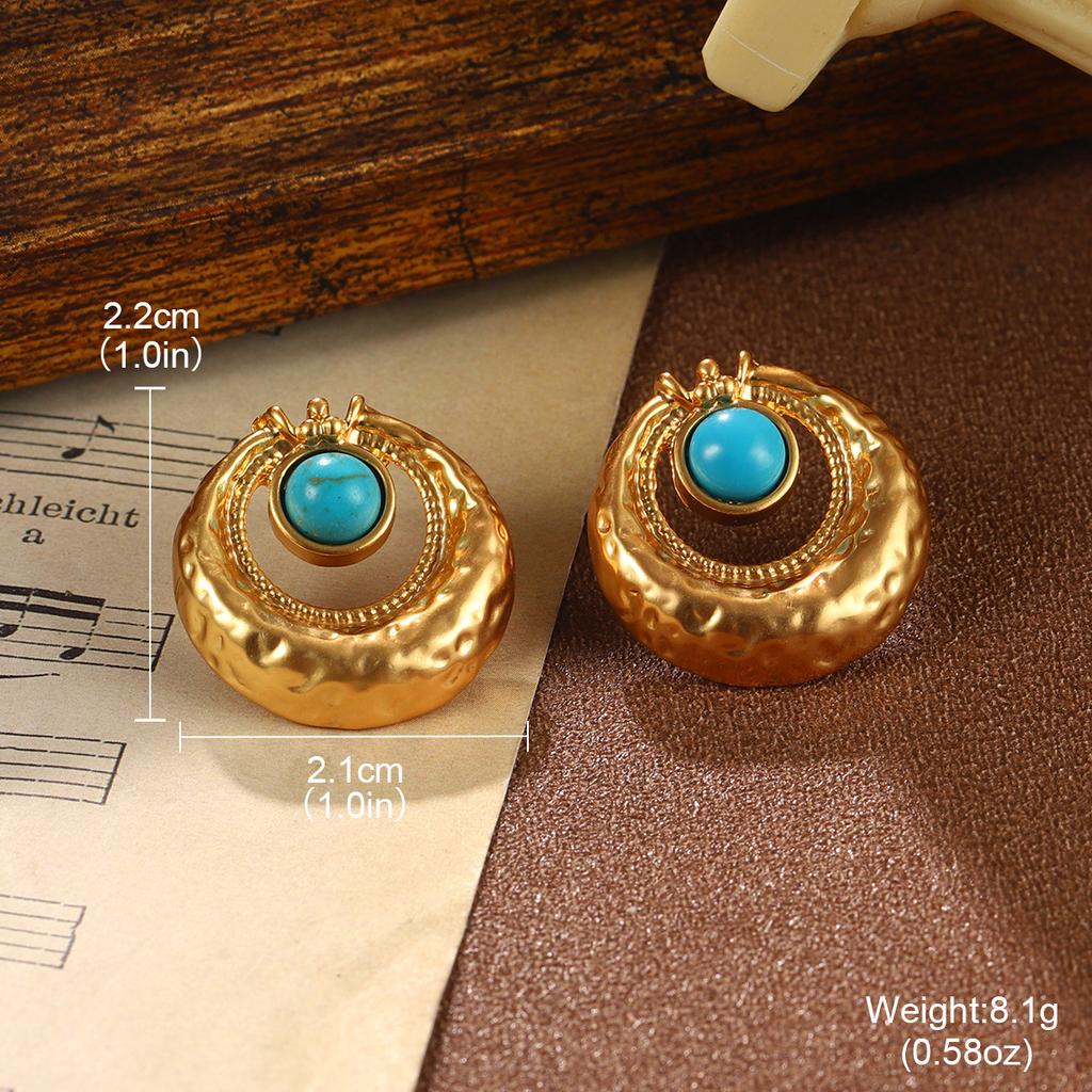 Turquoise Earrings Women's French Retro Niche Earrings Peacock Tassel Hollow Premium Earrings