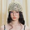 Vintage Sequined Hollow Pullover Hats Women Summer Autumn Travel Photo Atmosphere Versatile Casual Y2K Knit Beanie Hat