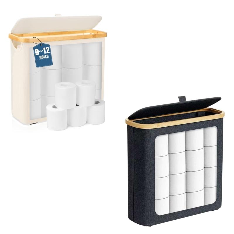 Oxford Cloth Toilet Paper Dispenser Box For Small Spaces Space Saving Bathroom Tissue Holder With Lid