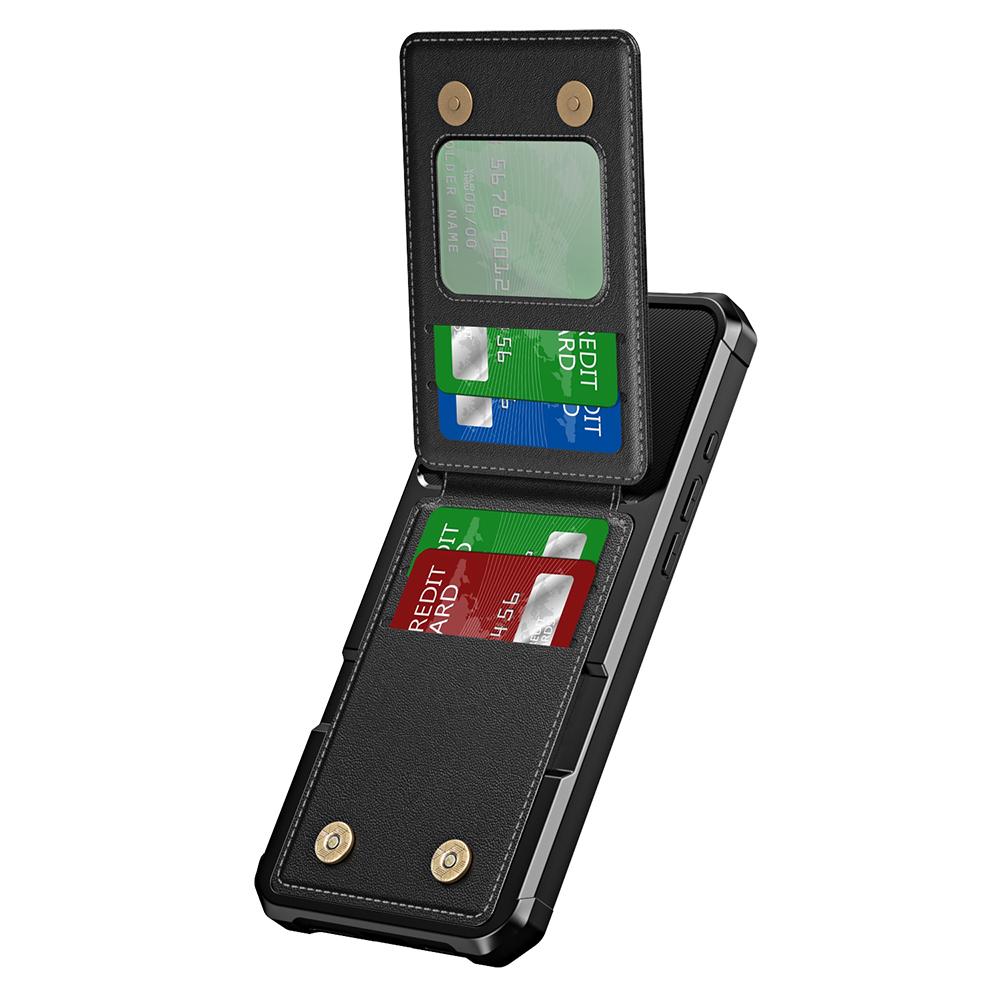 For iPhone 16 Pro Case Card Slot Kickstand PU+TPU Phone Cover