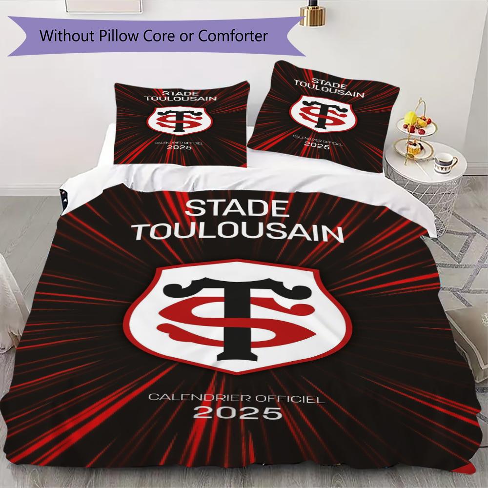Stade Toulousain Pattern Bedding uilt Set uilt Cover Pillowcase Home Decoration Birthday Gift (1 * duvet cover + 2 * pillowcase without core)178