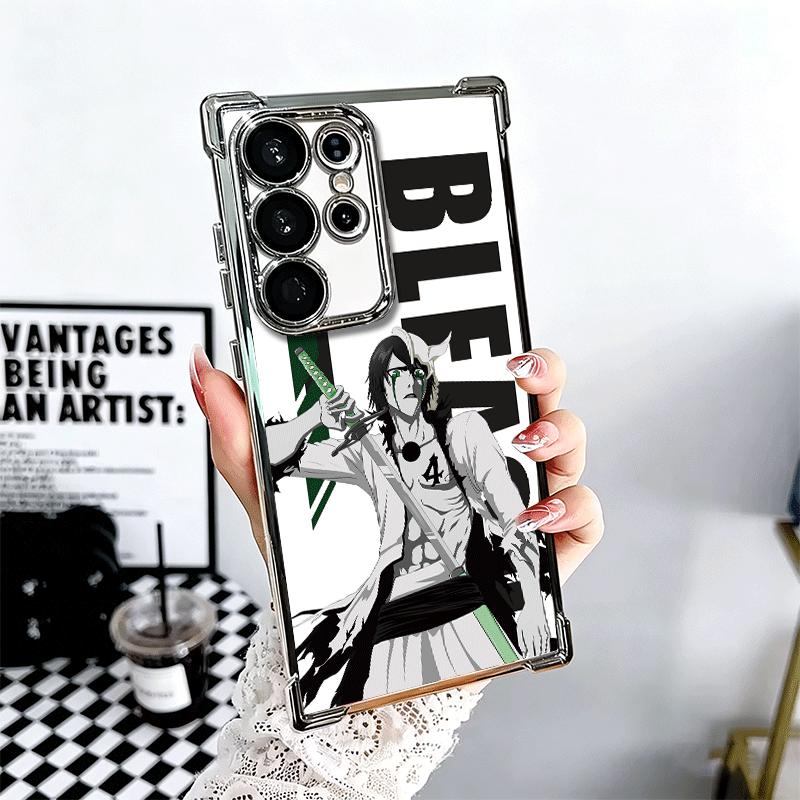 Anime Bleach Desgin Plating Phone Case For Samsung Galaxy S24 S25 FE S26 Edge S23 Ultra S22 S21 Plus S20 Anti-Fall Airabag Cover