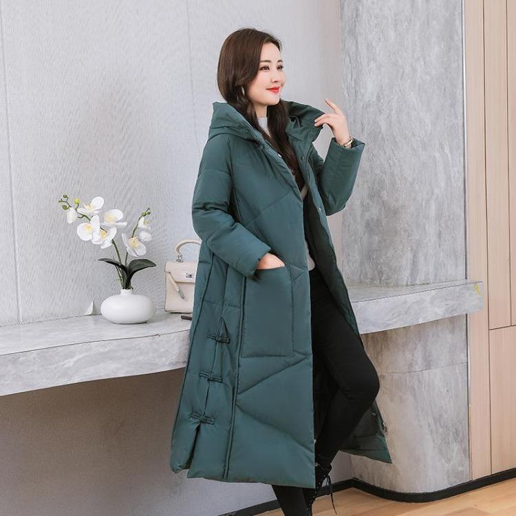 New Style Women's Winter Thickened Down Coat Long Over Knee Loose Cotton Coat