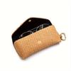 1pc Straw Mat Weaving Glasses Storage Bag Portable Buckle Hang Glasses Box Sunglasses Case Glasses Organizer