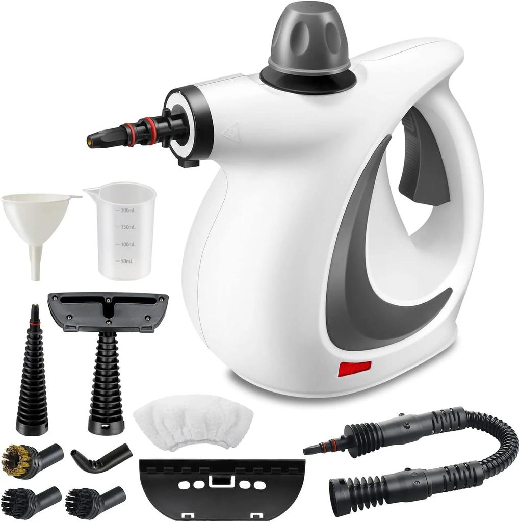 1050W Ruční parní čistič Vysokoteplotní Tlakový s 9ks příslušenství Kuchyňský odsavač par Dezinfekční a čisticí napařovač