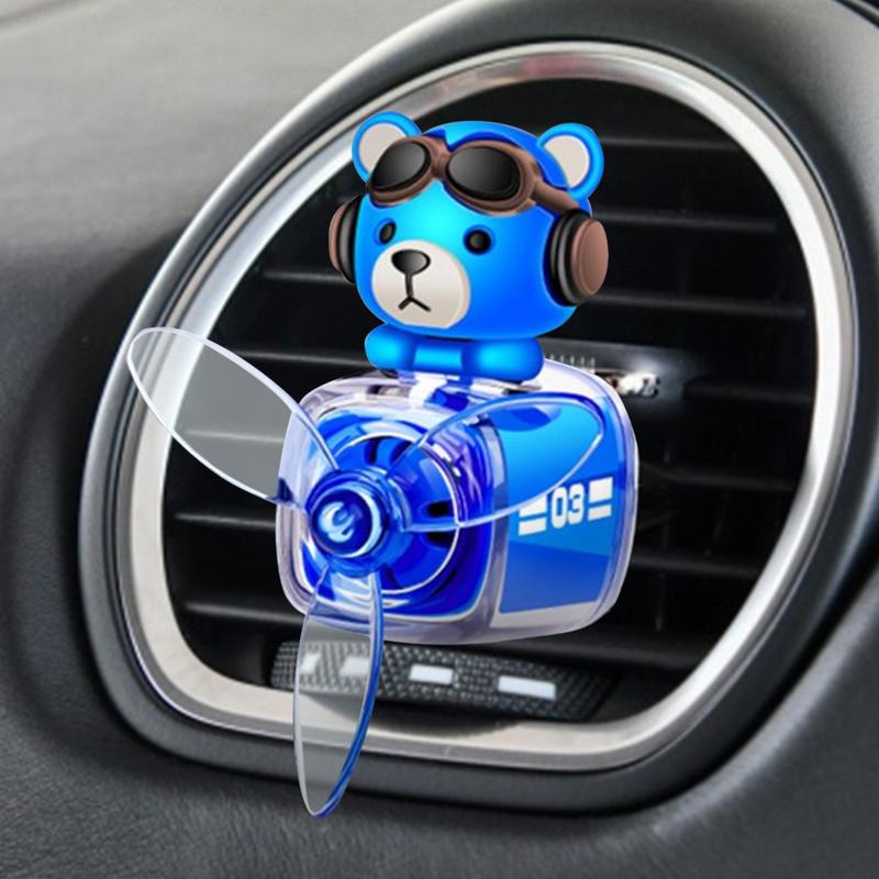 Cartoon Bear Pilot Car Fresheners Vent Clip Automotive Air Outlet Propeller Car Diffuser Outlet Fan Fragrance Fresheners