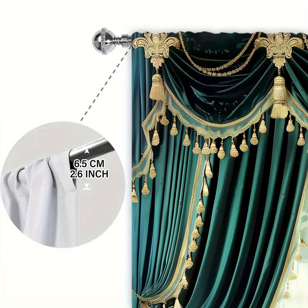 2pcs Green European Style Windows Curtain for Home Decor - Rod Pocket Window Treatment for Bedroom, Office, Kitchen, Living Room