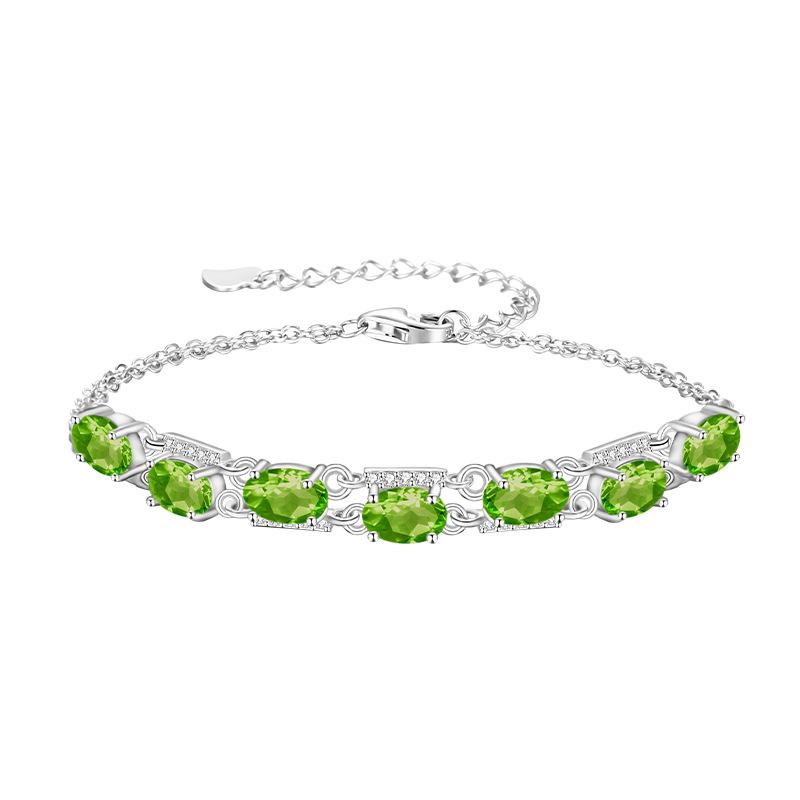 S925 sterling silver natural colored treasure bracelet, amethyst peridot multi-stone micro-inlaid light luxury jewelry gift
