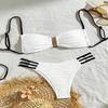 European & American Color Block Lace-up Bikini Swimsuit for Women - Sexy Beach & Hot Spring Swimwear 2025