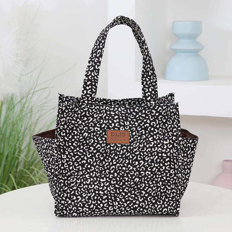 Retro-Leopardenmuster Große Lunch-Tasche mit Aufbewahrungstasche für Pendler Arbeit Handtasche Tragbare Mahlzeitentasche