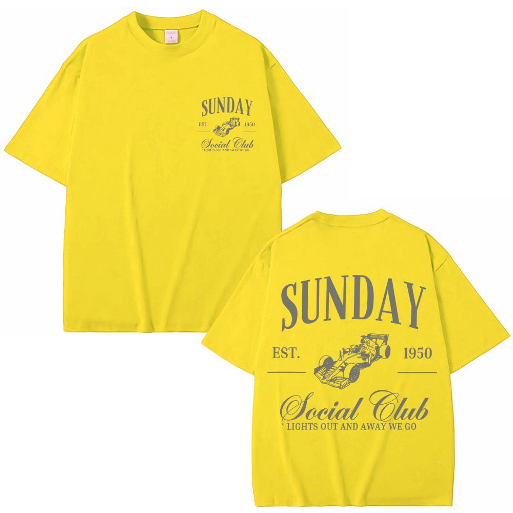 Sunday Social Running Club Graphic T Shirt Men Women Sporty Racing Vintage Fashion Short Sleeve Oversized T Shirts