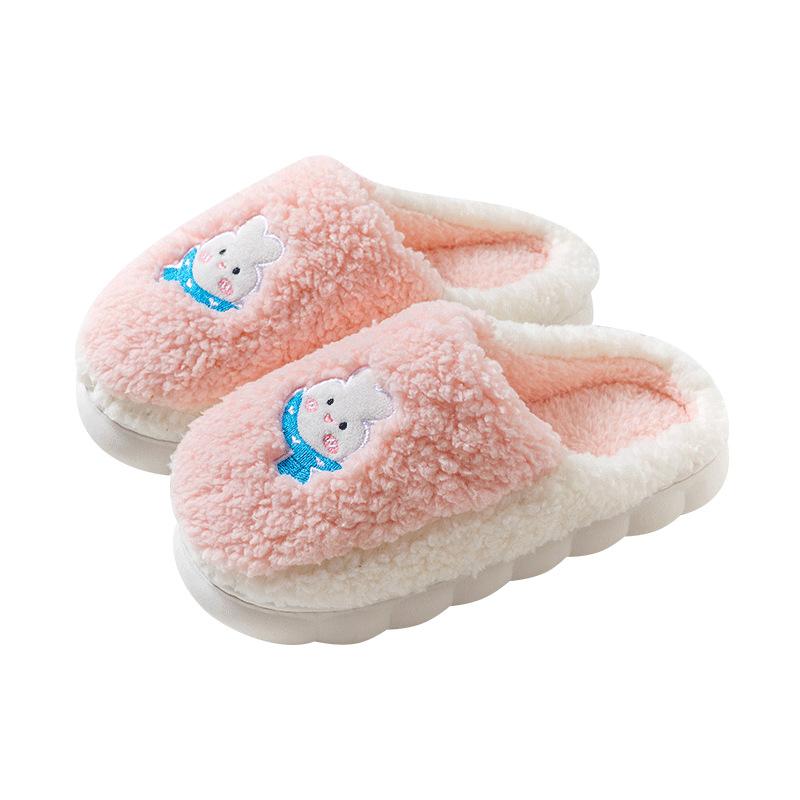 Cotton Slippers Men's Spring and Autumn Home Use Winter Indoor Non-slip Home Warmth Plush Couple Winter Women