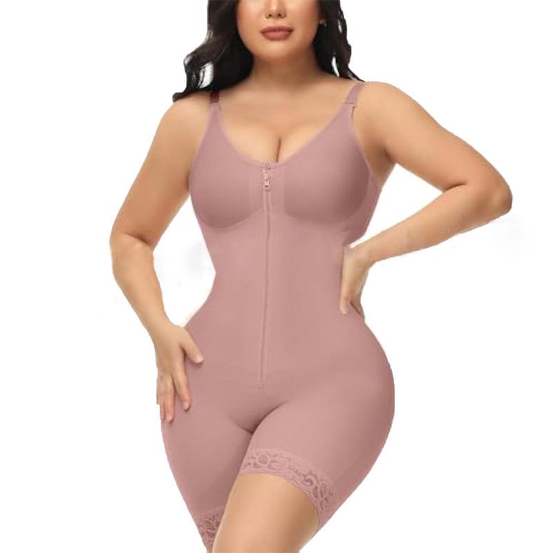 Plus Size Zip-Crotch Full Body Shapewear with Bust and Abdominal Slimming, Hip Lifting