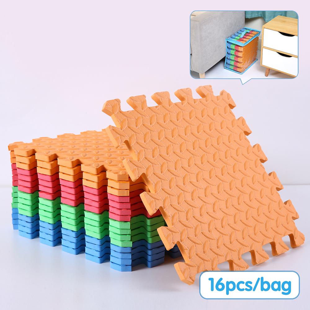 0,4 Zoll / 16 Stück Dicke Quadratische Puzzlematte, 30*30cm EVA-Schaumstoff Baby-Spielmatte für Aktivitäten im Kinderzimmer, Rot/Gelb/Blau/Grün