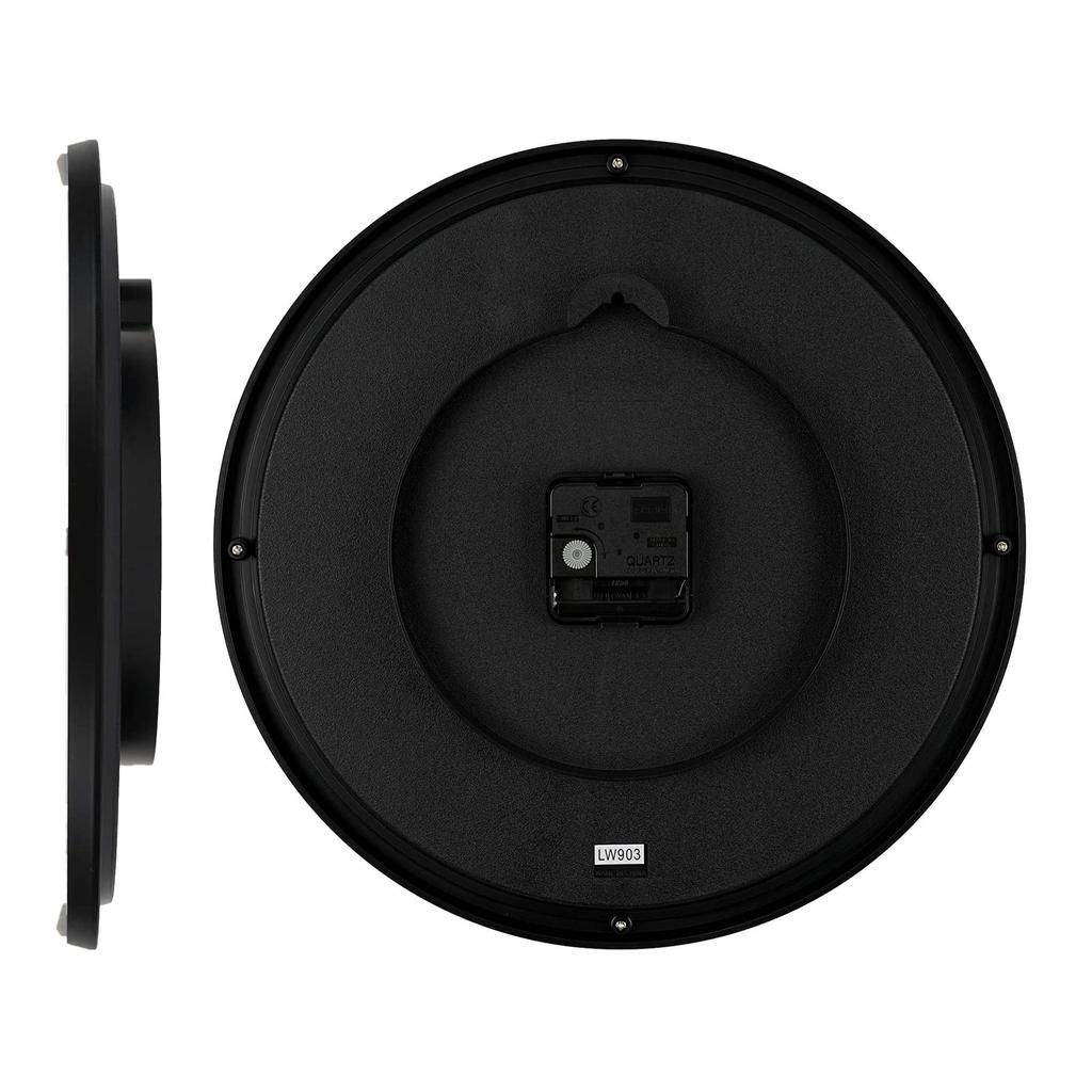 Casio Wall Continuous Second Clock, Black, 33.1cm Diameter, Analog, Hand, IQ-88-1JF