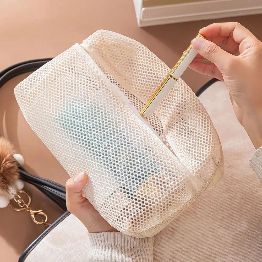 1PC Portable Mesh Drainage Makeup Bag: Dry Separation Organizer Cosmetics, Breathable Waterproof Travel Toiletry Pouch with Wet