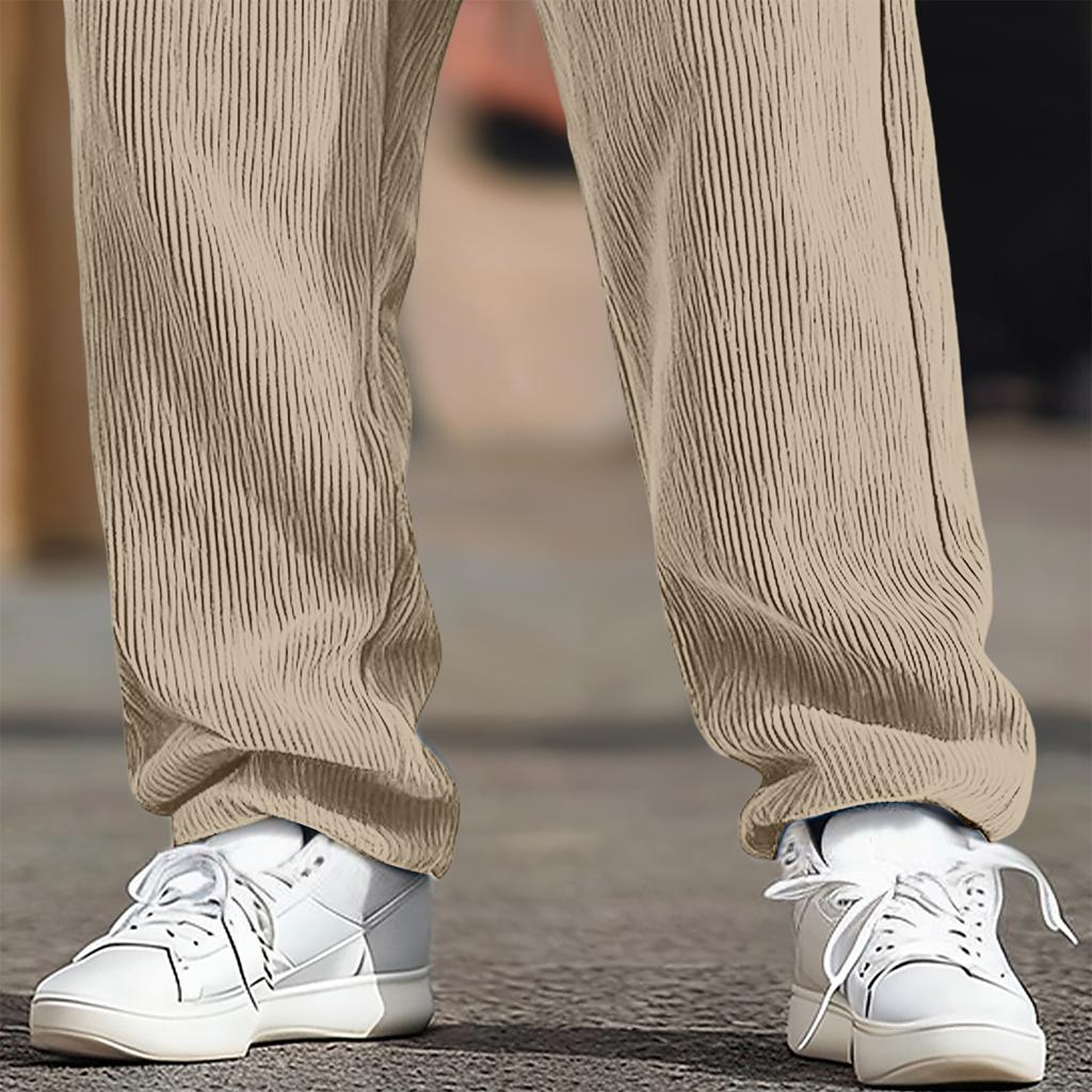 Pantalones Casuales Holgados para Hombre, Cintura Elástica con Cordón, Ligeros con Bolsillos, Cómodos y Transpirables Pantalones de Pana