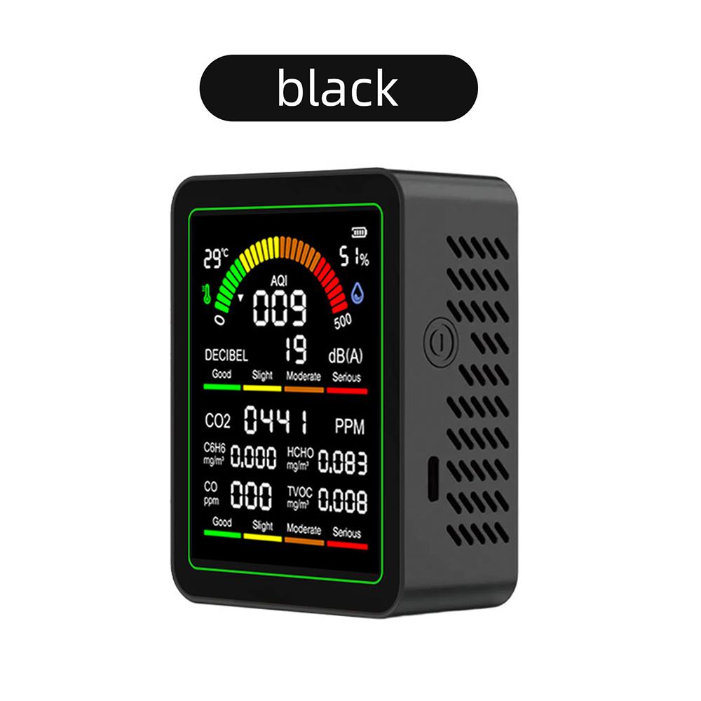 9-in-1 Air Quality Detector CO2 Monitor co, hcho, tvoc, c6h6, aqi, noise Level Detector Formaldehyde Temperature Humidity Meter
