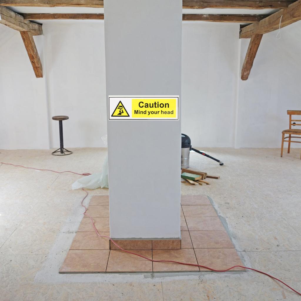 Sticker Be Careful Head Stickers Low Ceiling Watch Your Sign Signs Applique Warning Label Self Adhesive Safety Mind Decal