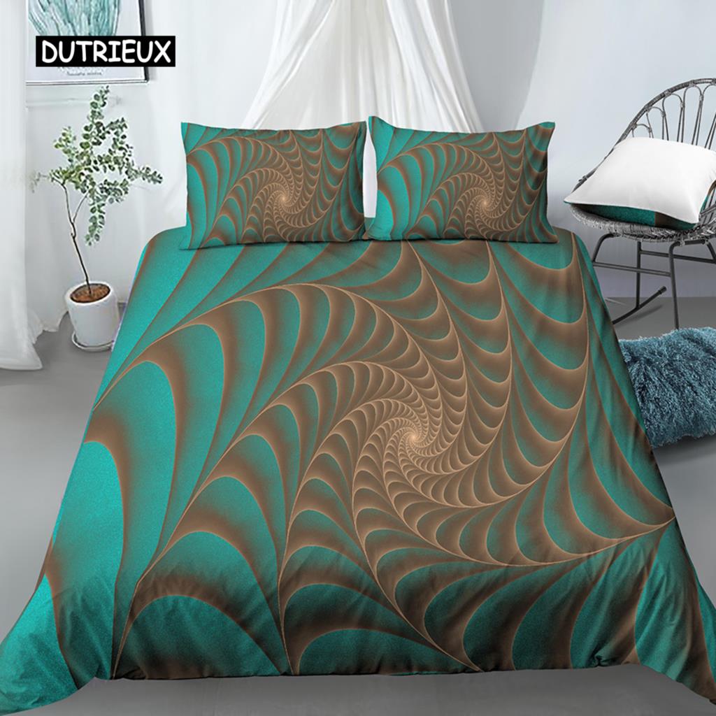 Set Copripiumino Geometrico Misura King Bianco Tonalità Oro Set Biancheria da Letto Bohemien Copripiumino Morbido con Federa Copripiumino Singolo