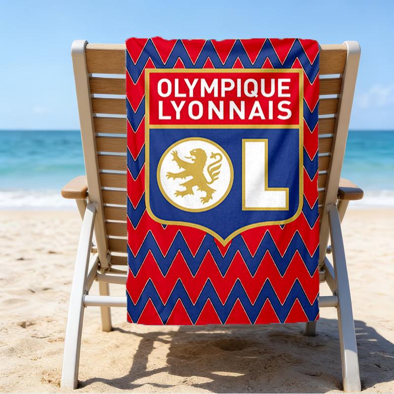 Lyonnais Football Crest Beach Towel - Soft, Absorbent Microfiber, Lightweight, Ideal for The Beach, Parties, Travel, Camping fan gifts