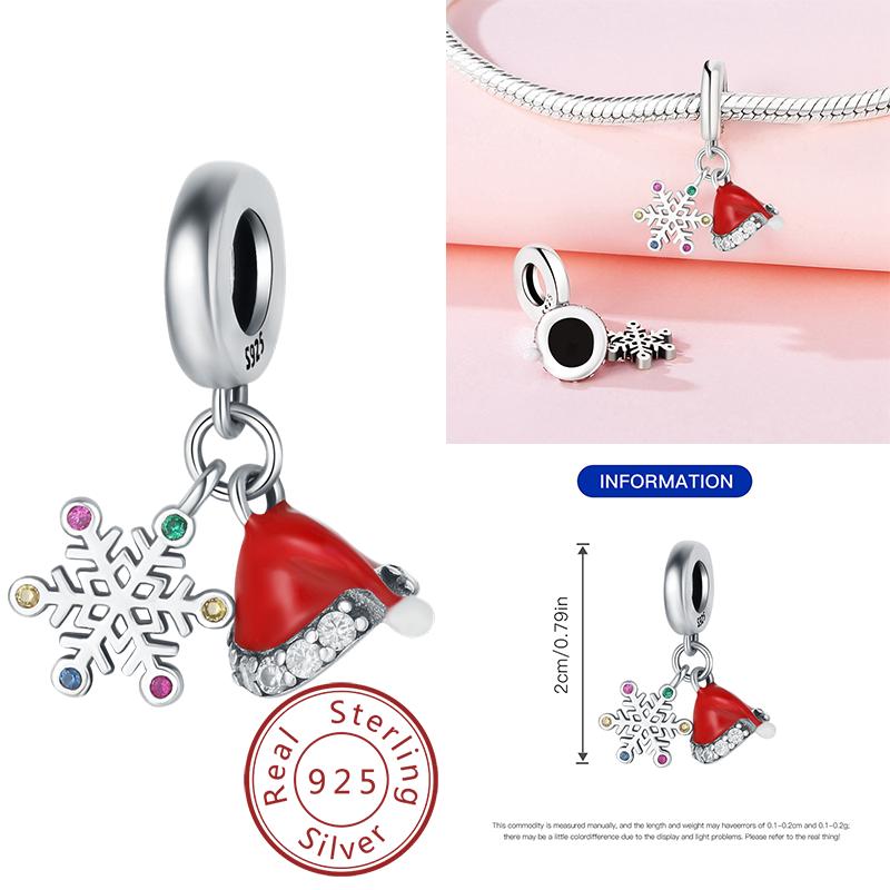 Copper Christmas Charm Beads Fit Original Bracelet Dangle Women Diy Jewelry Christmas Gifts