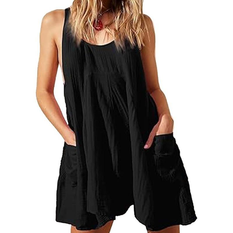 JPNTKY Women's Fashion Summer Spring Solid Color Print O-Neck Sleeveless Casual Dresses